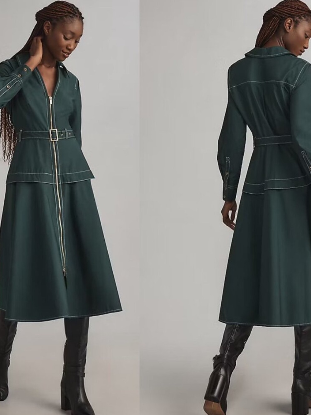 Anthropologie Zip Front Midi Dress